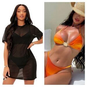 3-Piece Gradient Sunset Bikini Matching Set